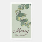 Serviette En Papier Aquarelle originale de verdure Joyeux Noël (Devant)