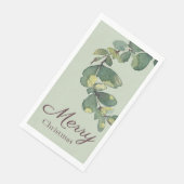 Serviette En Papier Aquarelle originale de verdure Joyeux Noël (Coin)