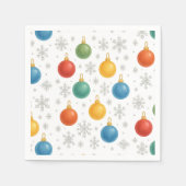 Serviette En Papier Aquarelle - Ornements de Noël et flocons de neige  (Devant)
