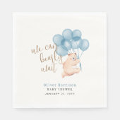 Serviette En Papier Aquarelle Ours Bleu Baby shower classique R (Devant)