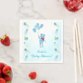Serviette En Papier Aquarelle Ours Teddy Avec Baby shower Ballons (En situation)
