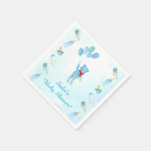 Serviette En Papier Aquarelle Ours Teddy Avec Baby shower Ballons (Coin)