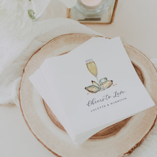 Serviette En Papier Aquarelle Oyster & Pearl "Cheers to Love"