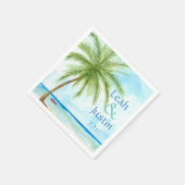 Serviette En Papier Aquarelle Palm Tree Mariage personnalisé Napkin (Coin)