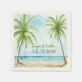 Serviette En Papier Aquarelle Palm Tree Papier de mariage personnalisé (Devant)