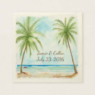 Serviette En Papier Aquarelle Palm Tree Papier de mariage personnalisé
