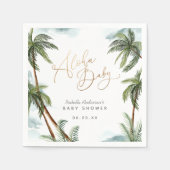 Serviette En Papier Aquarelle Palm Trees Baby shower tropical Aloha (Devant)