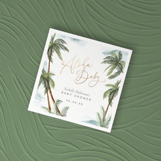 Serviette En Papier Aquarelle Palm Trees Baby shower tropical Aloha