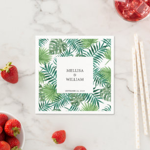 Serviette En Papier Aquarelle palme tropicale feuille mariage