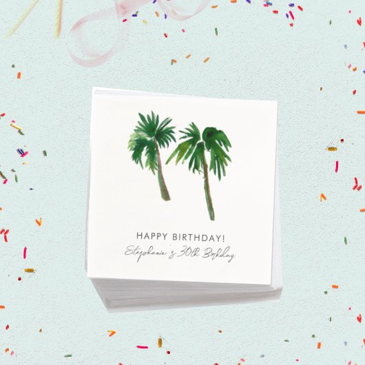 Serviette En Papier Aquarelle Palmiers tropicaux Anniversaire
