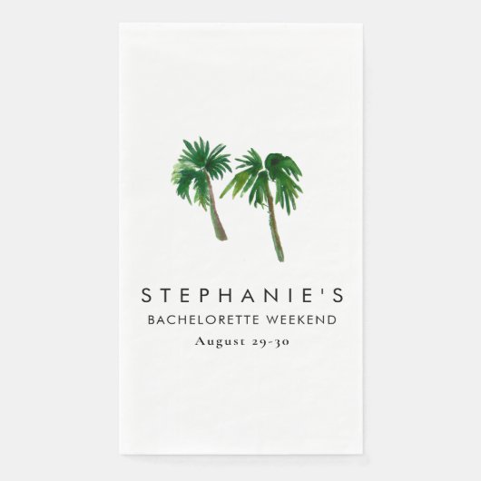 Serviette En Papier Aquarelle Palmiers tropicaux Bachelorette (Devant)