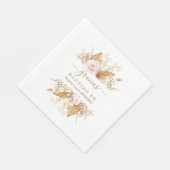 Serviette En Papier Aquarelle Pampas Grass rose Fleurs Bautizo (Coin)