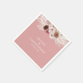 Serviette En Papier Aquarelle pampas herbe rose pâle mariage (Coin)