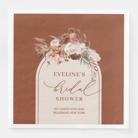 Serviette En Papier Aquarelle Pampas Pampas Paillotes florales serviet (Devant)