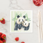 Serviette En Papier Aquarelle Panda Ours Maman & Bébé en Bambou (En situation)