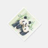 Serviette En Papier Aquarelle Panda Ours Maman & Bébé en Bambou (Coin)
