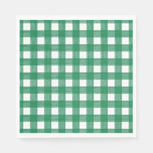 Serviette En Papier Aquarelle Panier Vert et Blanc (Devant)