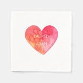 Serviette En Papier Aquarelle Papier Coeur serviettes pour mariage (Devant)