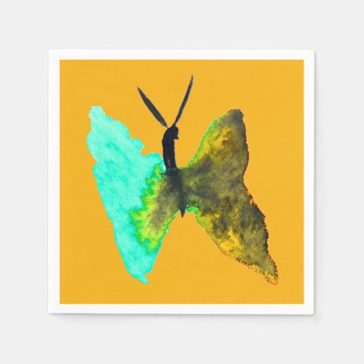 Serviette En Papier Aquarelle papillon aqua joli (Devant)