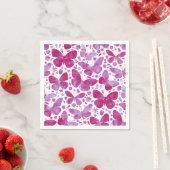 Serviette En Papier Aquarelle papillon Magenta Rose (En situation)