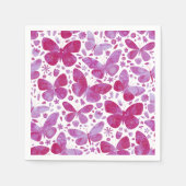Serviette En Papier Aquarelle papillon Magenta Rose (Devant)