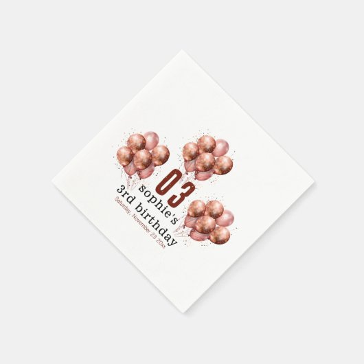 Serviette En Papier Aquarelle Parties scintillant Rose Gold ballon 3e (Coin)
