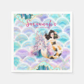 Serviette En Papier Aquarelle Parties scintillant Sirène Anniversaire (Devant)