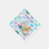 Serviette En Papier Aquarelle Parties scintillant Sirène Anniversaire (Coin)