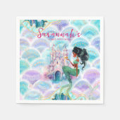 Serviette En Papier Aquarelle Parties scintillant Sirène Anniversaire (Devant)