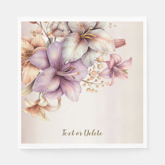 Serviette En Papier Aquarelle Party Boho rose Fleurs Élégant (Devant)