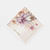 Serviette En Papier Aquarelle Party Boho rose Fleurs Élégant (Coin)