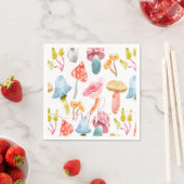 Serviette En Papier Aquarelle Pastel Champignons (En situation)