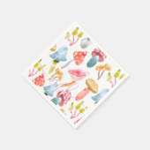Serviette En Papier Aquarelle Pastel Champignons (Coin)