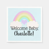 Serviette En Papier Aquarelle Pastel douce Rainbow Welcome Baby Napkin (Devant)