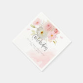 Serviette En Papier Aquarelle Pastel rose Fleurs mixtes (Coin)