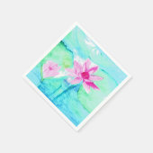 Serviette En Papier Aquarelle Pastel Rose Lotus Fleurs (Coin)