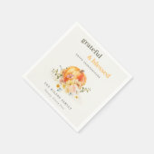Serviette En Papier Aquarelle Pastel Soft Floral Citrouille Thanksgivi (Coin)