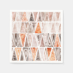 Serviette En Papier Aquarelle Pastel Terracotta Triangles Tribales