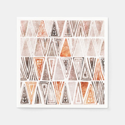 Serviette En Papier Aquarelle Pastel Terracotta Triangles Tribales (Devant)