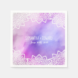 Serviette En Papier Aquarelle Pastels Boho Mariage Napkins