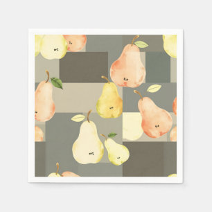 Serviette En Papier Aquarelle Patchwork Motif