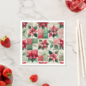 Serviette En Papier Aquarelle Patchwork Poinsettia Decoupage Naples (En situation)