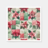 Serviette En Papier Aquarelle Patchwork Poinsettia Decoupage Naples (Devant)
