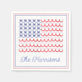 Serviette En Papier Aquarelle Patriotique Bow American Drapeau (Devant)