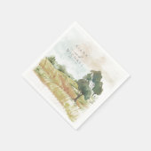 Serviette En Papier Aquarelle Paysage Mariage Sage Green ID786 (Coin)
