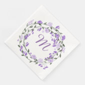 Serviette En Papier Aquarelle Peine pourpre Monogramme Wreath (Coin)