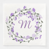 Serviette En Papier Aquarelle Peine pourpre Monogramme Wreath (Devant)