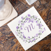 Serviette En Papier Aquarelle Peine pourpre Monogramme Wreath
