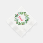 Serviette En Papier Aquarelle peinte à la main Noël Vacances Wreath (Coin)