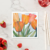 Serviette En Papier aquarelle peinture des tulipes orange transparente (En situation)